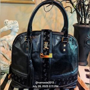 L.A.M.B. Gwen Stefani Leather Lucca Bag Dome Bowler Designer Satchel Luxury 153
